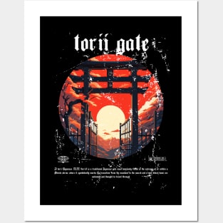 Torii Gate Distressed Streetwear Style Posters and Art